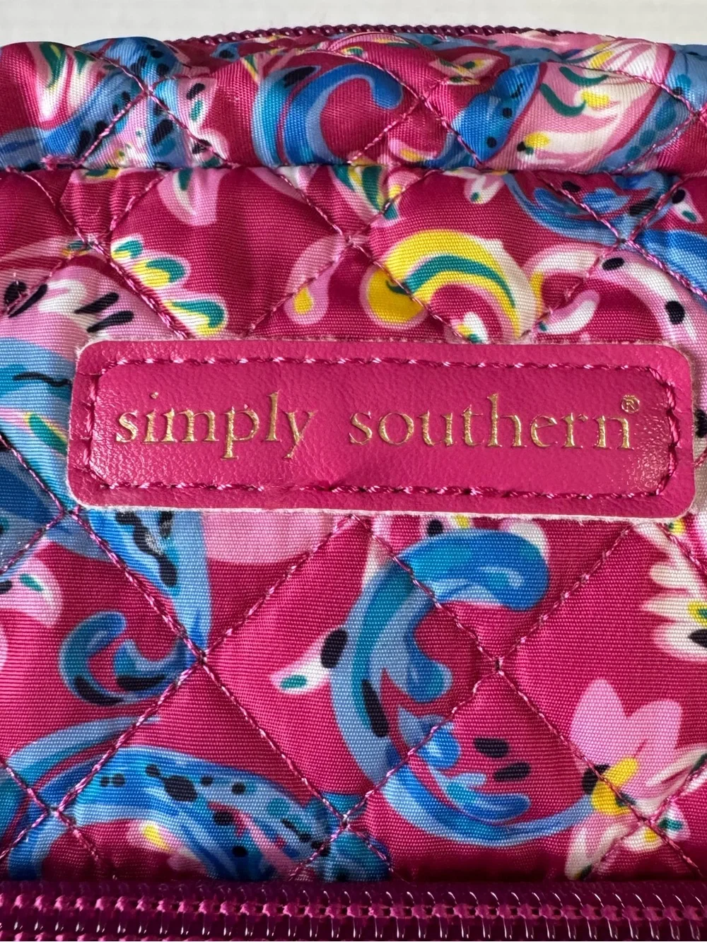 Simply Southern Large Cosmetic Bag Vacation Pink Paisley